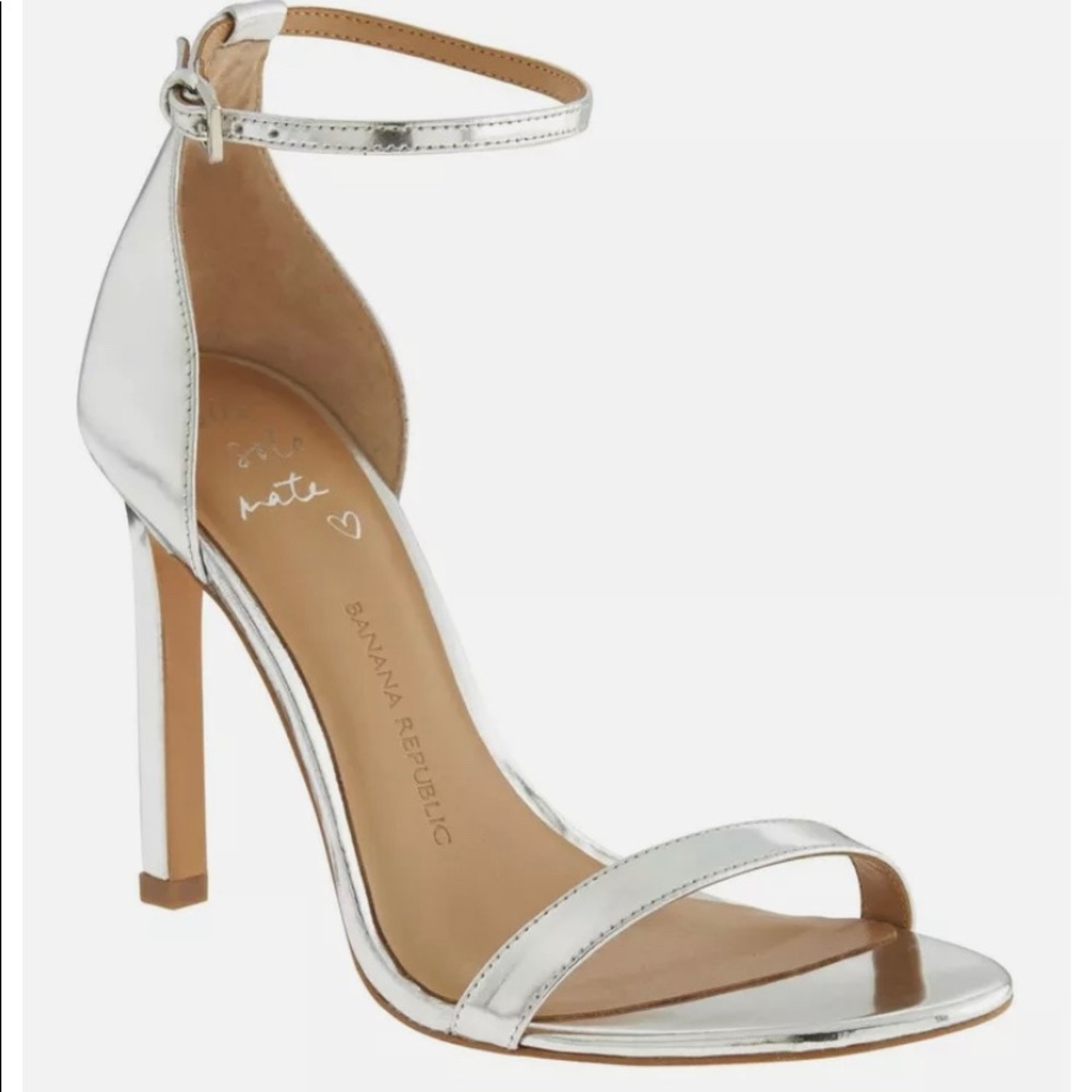 Banana Republic Holland Heels Sandals Silver SZ 9 M